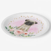 キュートピンクベビーパグ紙プレート ペーパープレート (アングル)