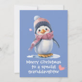 キュートピンクベビーペンギン子供へクリスマス カード (正面)