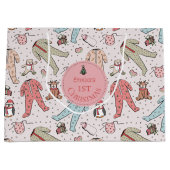 キュートピンクベビー初めてのクリスマスカスタム ラージペーパーバッグ (正面)