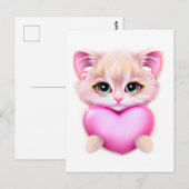 キュートピンクベビー子猫 ポストカード (正面/裏面)