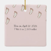 キュートピンクベビー足跡ベビーの初めてのクリスマス セラミックオーナメント (裏面)