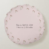 キュートピンクベビー足跡ベビーの初めてのクリスマス ラウンドクッション (裏面)