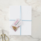 キュートピンクホリデーツリーメリークリスマスパーティー ギフトタグ (より糸つき)