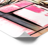 キュートピンクホリデーツリーメリークリスマスパーティー ポスター (角)