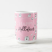 キュートピンクホワイトハッピー幽霊 コーヒーマグカップ (中央)