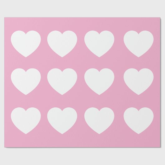 キュートピンクホワイトハート誕生日バレンタインデー ラッピングペーパー (フラット)