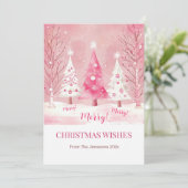 キュートピンクホワイトレトロクリスマス シーズンカード (スタンド正面)