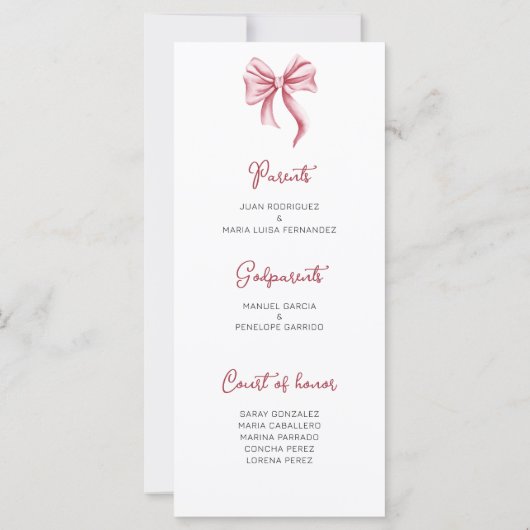 キュートピンクボウキンセニェラお祝いプログラム (裏面)