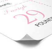 キュートピンクボウコケット誕生日マイルストーンサイン ポスター (角)