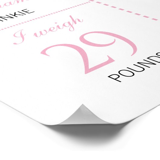 キュートピンクボウコケット誕生日マイルストーンサイン ポスター (角)