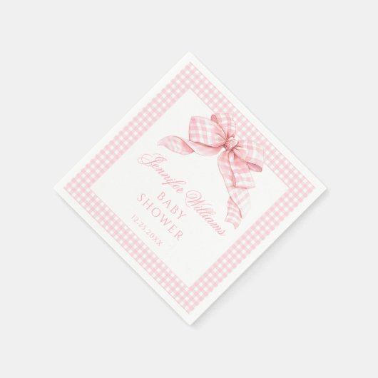 キュートピンクボウジンガムベビーシャワー紙ナプキンス スタンダードカクテルナプキン (角)