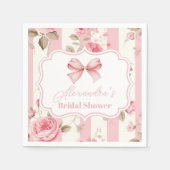 キュートピンクボウブライダルシャワー スタンダードカクテルナプキン (正面)