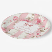 キュートピンクボウブライダルシャワー ペーパープレート (アングル)