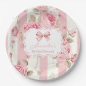 キュートピンクボウブライダルシャワー ペーパープレート (正面)