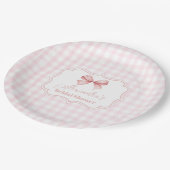 キュートピンクボウブライダルシャワー ペーパープレート (アングル)