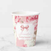 キュートピンクボウブライダルシャワー 紙コップ (正面)