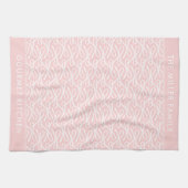 キュートピンクボウ名前をカスタムするキッチンタオル キッチンタオル (横)