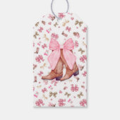 キュートピンクボウ女性のカーボーイブーツウエスタンコケット ギフトタグ (正面)