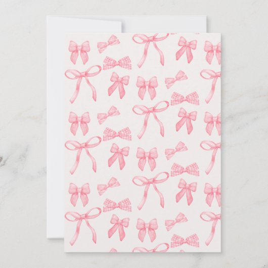 キュートピンクボウ第1女子誕生日 招待状 (裏面)