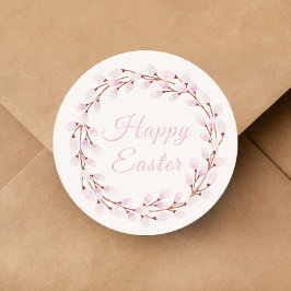 キュートピンクボタニカルハッピーイースター ラウンドシール