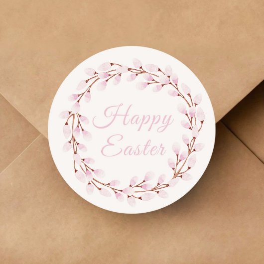キュートピンクボタニカルハッピーイースター ラウンドシール