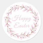 キュートピンクボタニカルハッピーイースター ラウンドシール (正面)