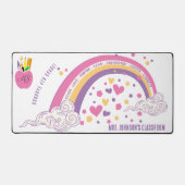 キュートピンクボホレインボー感動的先生ギフト デスクマット (正面)