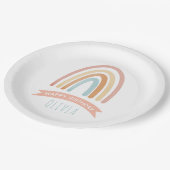 キュートピンクボホーレインボーガールズ誕生日 ペーパープレート (アングル)