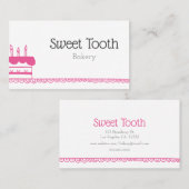 キュートピンクミニマリストケーキベーカリー 図解入りの、写真付きの 名刺 (正面/裏面)