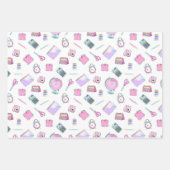 キュートピンクミント新学期フラワーバックパック ラッピングペーパーシート (正面3)