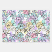 キュートピンクミント新学期フラワーバックパック ラッピングペーパーシート (正面2)