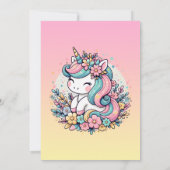 キュートピンクユニコーンガール誕生日招待状 招待状 (裏面)