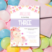 キュートピンクユニコーンガール誕生日