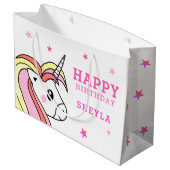 キュートピンクユニコーンスターズガール誕生日 ラージペーパーバッグ (裏面アングル)