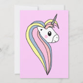 キュートピンクユニコーンスパークルスガール誕生日 招待状 (裏面)