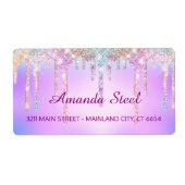 キュートピンクユニコーンレインボーグリッタードリップスモノグラム ラベル (正面)