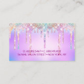 キュートピンクユニコーンレインボーグリッタードリップスモノグラム 名刺 (裏面)