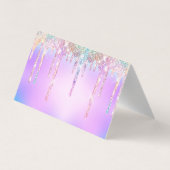 キュートピンクユニコーンレインボーグリッタードリップスモノグラム 名刺 (裏面)