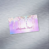 キュートピンクユニコーンレインボーグリッタードリップスモノグラムB マグネット名刺 (インサイチュ)