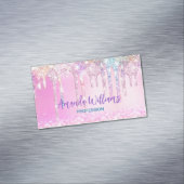 キュートピンクユニコーンレインボーグリッタードリップ マグネット名刺 (インサイチュ)