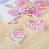 キュートピンクユニコーンレインボーグリッターハート ジグソーパズル (側面)