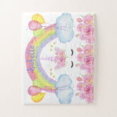 キュートピンクユニコーンレインボーグリッターハート ジグソーパズル (縦)