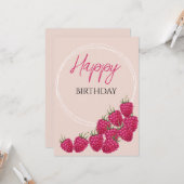 キュートピンクラズベリー水彩イラストレーション カード (正面/裏面インサイチュ)