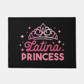 キュートピンクラテンアメリカ系女性プリンセスクラウン ドアマット (正面)