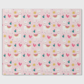キュートピンクラマパターンラッピング紙  ラッピングペーパー (フラット)