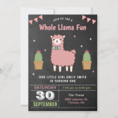 キュートピンクリラマ子供の誕生日パーティの招待状 招待状 (正面)