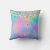 キュートピンクレインボーユニコーングリッターモノグラム クッション (裏面)