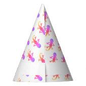 キュートピンクレインボーリザードゲッコ誕生日 パーティーハット (裏面)