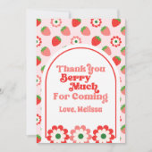 キュートピンクレッドベリーファースト誕生日 サンキューカード (正面)