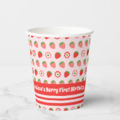 キュートピンクレッドベリーファースト誕生日 紙コップ (正面)